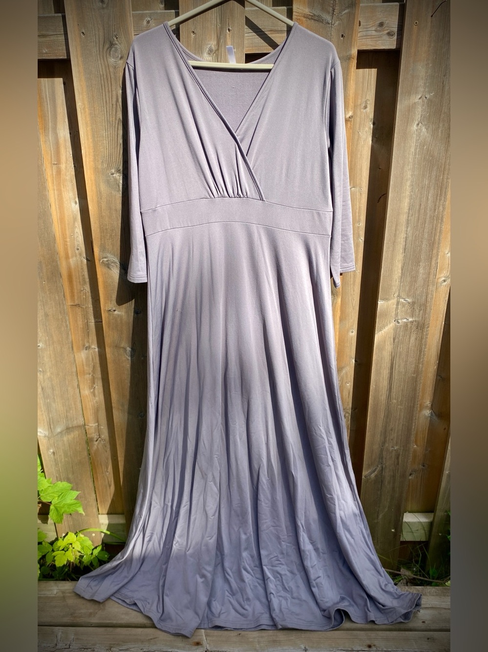 3/4 Sleeve V Neck Maxi Dress Plus Size